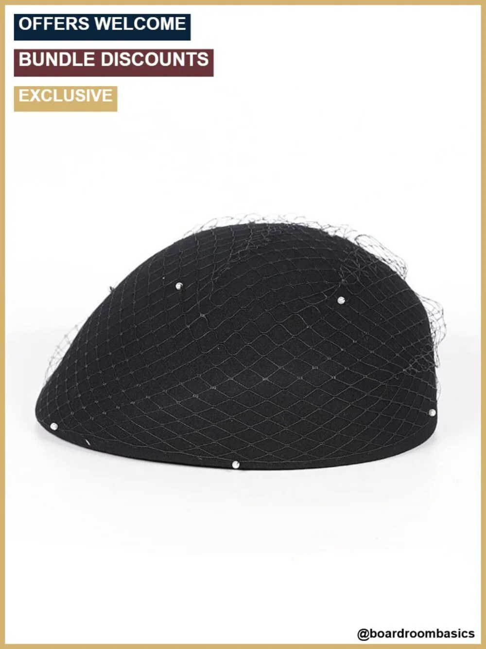 Wool Felt Beret Hat with Veil Beads for Women, Formal Tea Party Fascinator